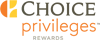 The image shows the logo for "Choice Privileges" with a stylized orange and yellow icon on the left and the text "earn points" below. logo on footer section.